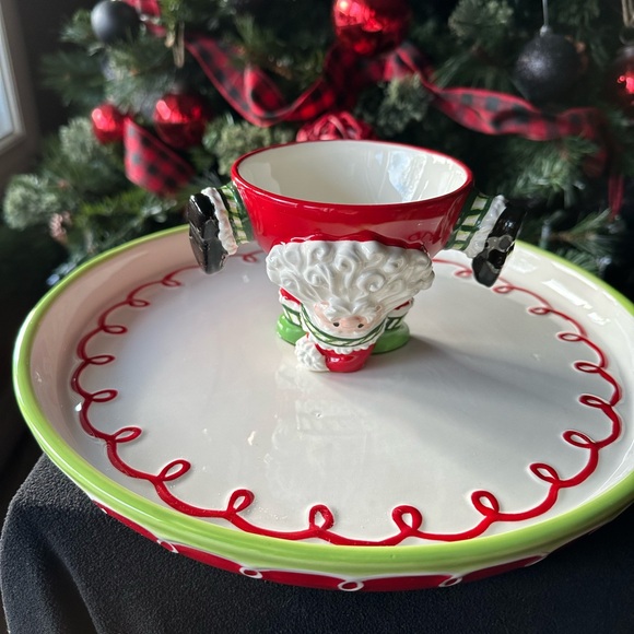SANTA /Cake stand that doubles as a veggie and dip tray adorable whimsical fun - Picture 3 of 4